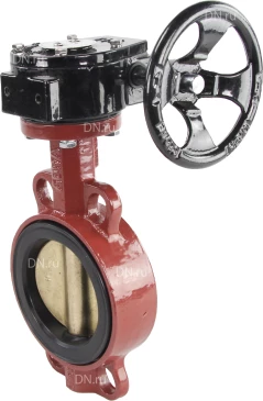 Затвор дисковый поворотный ABRA Ду125 Ру16 BUV-VF843D, межфланцевый, корпус - чугун, диск - бронза, редуктор, NBR в Липецке